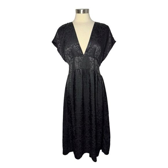 URBAN RENEWAL Remnants Jacquard Deep V Midi Dress size L - Picture 2 of 8